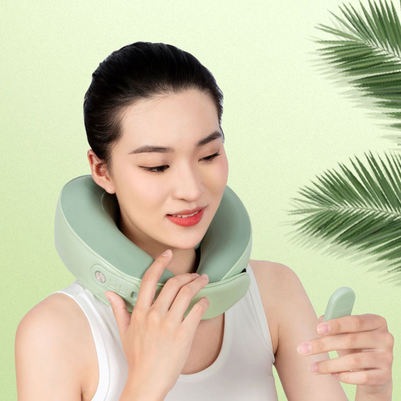 Bantal urut leher berbentuk yang boleh dicas semula